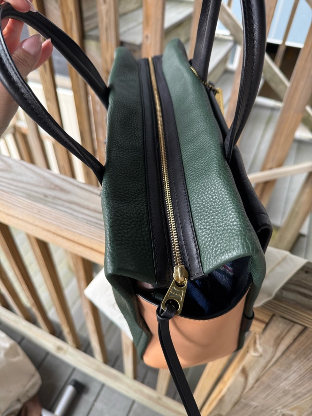 Coach Bleeker Pinnacle Carryall Satchel Crossbody Green Black Tan with COA - Picture 5 of 13